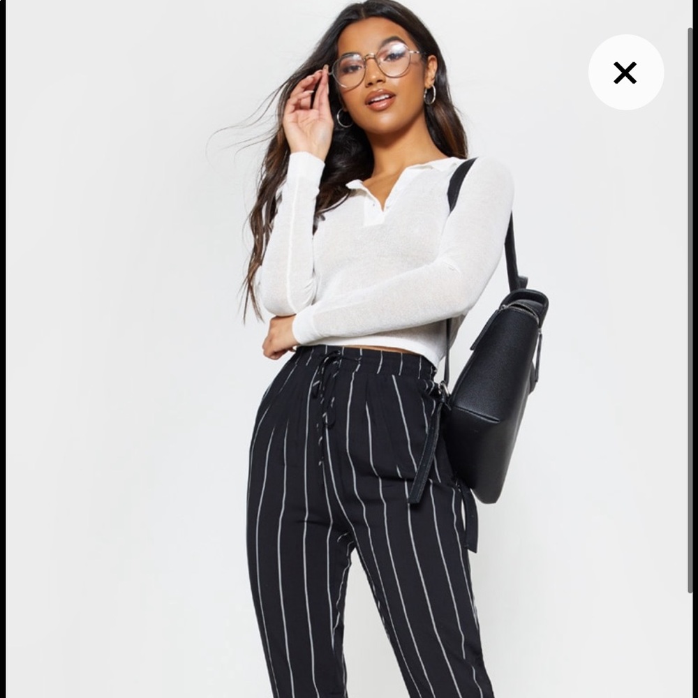 prettylittlething striped trousers